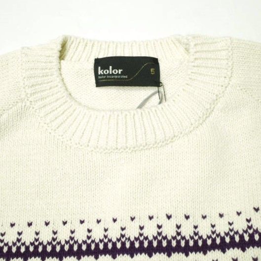 kolor カラー 24SS 日本製 ノルディック柄ショートスリーブニット 24SCM-N02302 5 OFF WHITE セーター 定価69,300円 半袖 Tシャツ トップス【新古品】【中古】【kolor】 新品 kolor カラー 24SS 日本製 ノルディック柄ショートスリーブニット