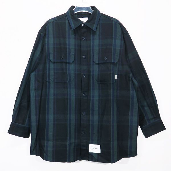 WTAPS ダブルタップス 21AW DECK/LS/COTTON.FLANNEL.TEXTILE 212TQDT-SHM05 デッキ ロングスリーブ コットン フランネル シャツ グリーン 長袖 サイズ02(M)