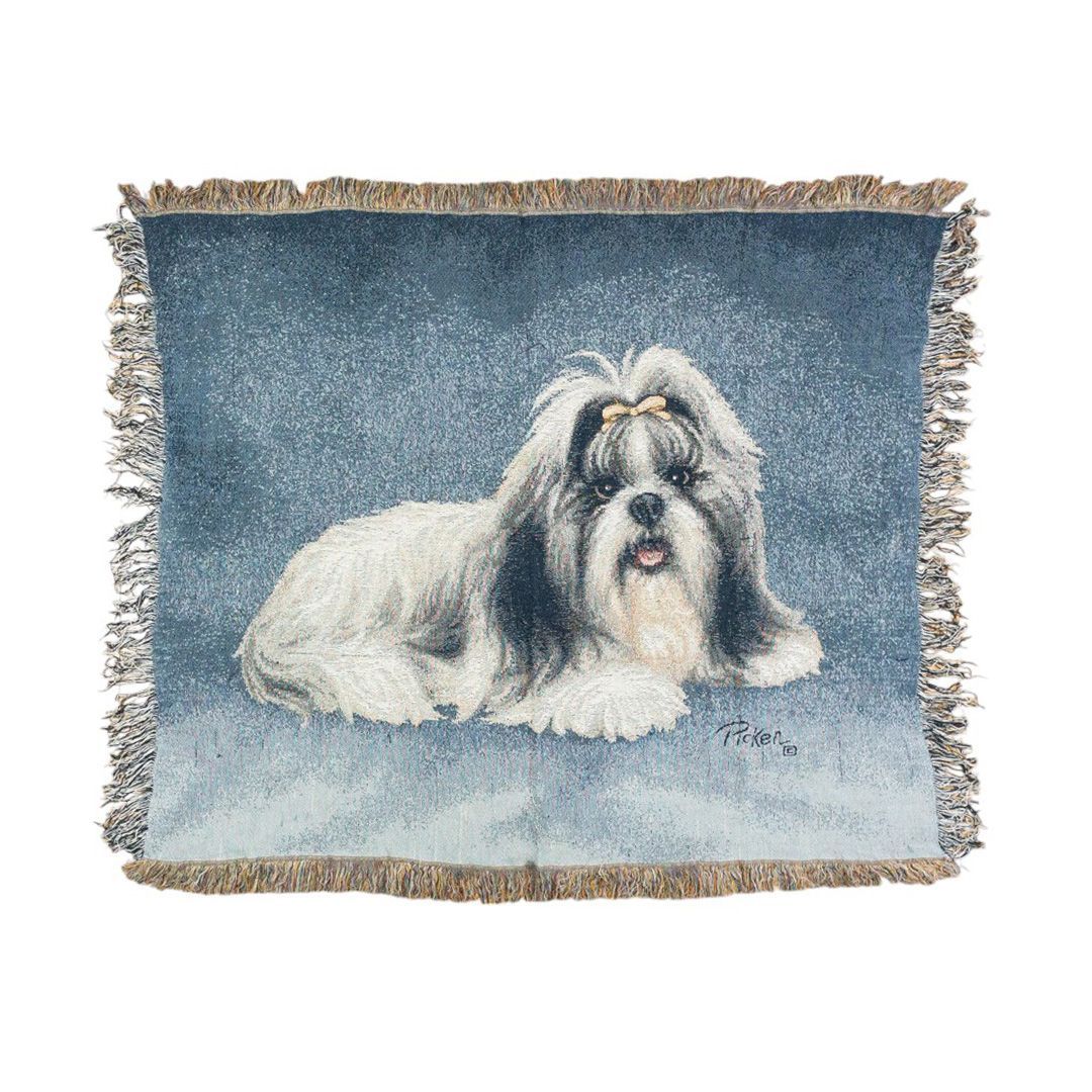 vintageラグ カーペット ラサアプソ シーズー 犬 1042