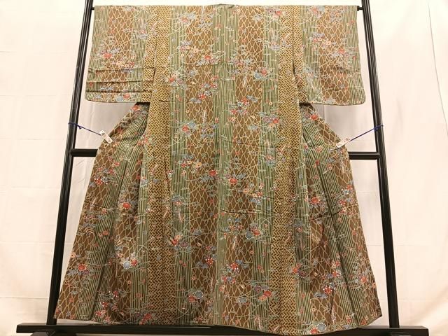 平和屋着物□上質な小紋 型染め 吉祥草花文 金彩 正絹 逸品 BAAQ8984ow  