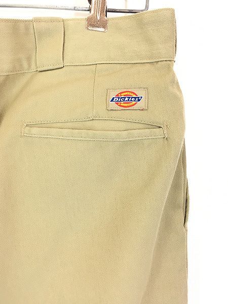 古着 90s USA製 Dickies コットンツイル ワーク チノ パンツ ストレート カーキ W35 L29 