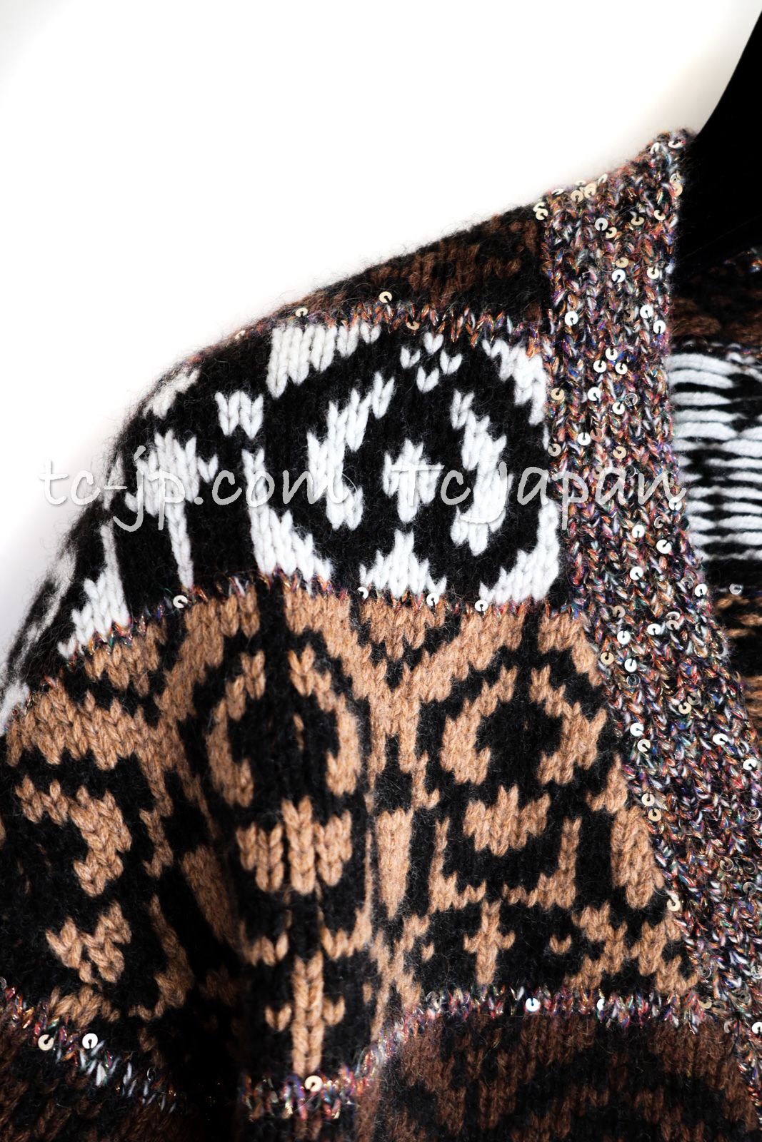 シャネル カーディガン CHANEL ブラウン ブラック グリポア宝石