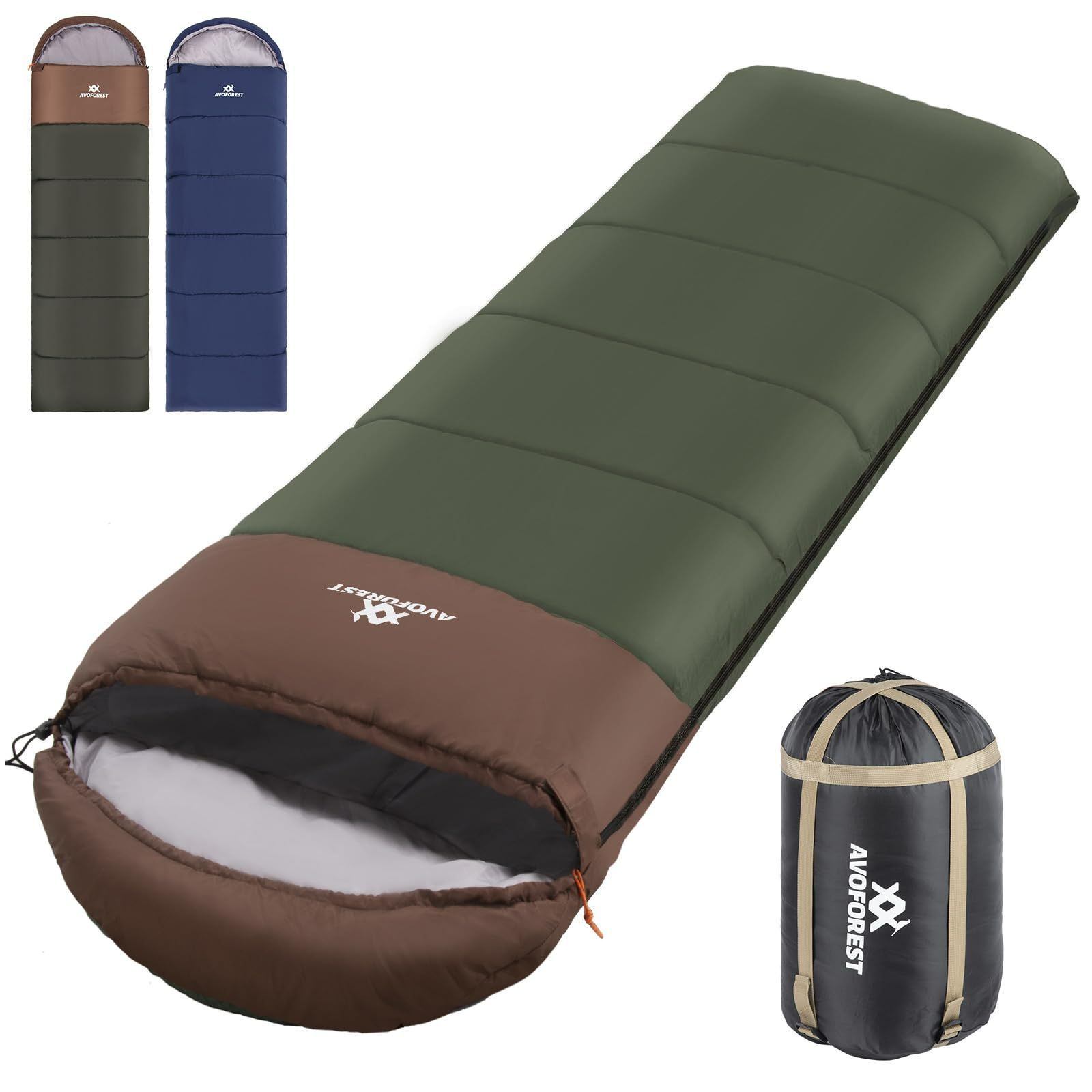 ダークグリーン_1.8KG AVOFOREST 寝袋 1.2kg/1.8kg シュラフ 4in1多 