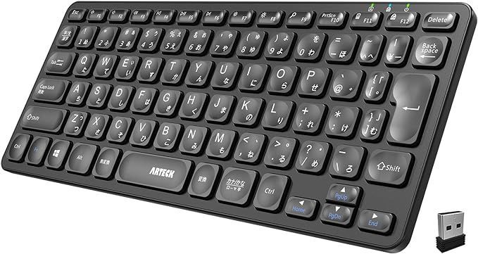 【在庫処分】Arteck 2.4Gワイヤレス キーボード 無線 軽量 フルサイズ メディア機能 ホットキー コンピューター、デスクトップ、PC、ラップトップ、Surface、スマートテレビ、Windows10/8/7との交換性あり