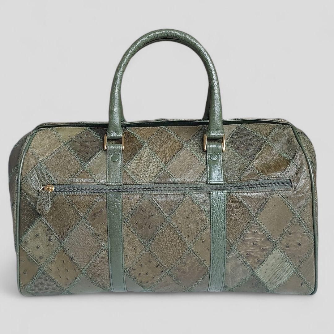 オーストリッチボストンバッグパッチワーク未使用品