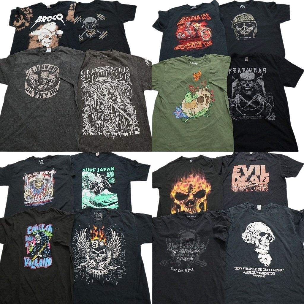 古着卸 まとめ売り スカル 髑髏 半袖Tシャツ 16枚セット (メンズ