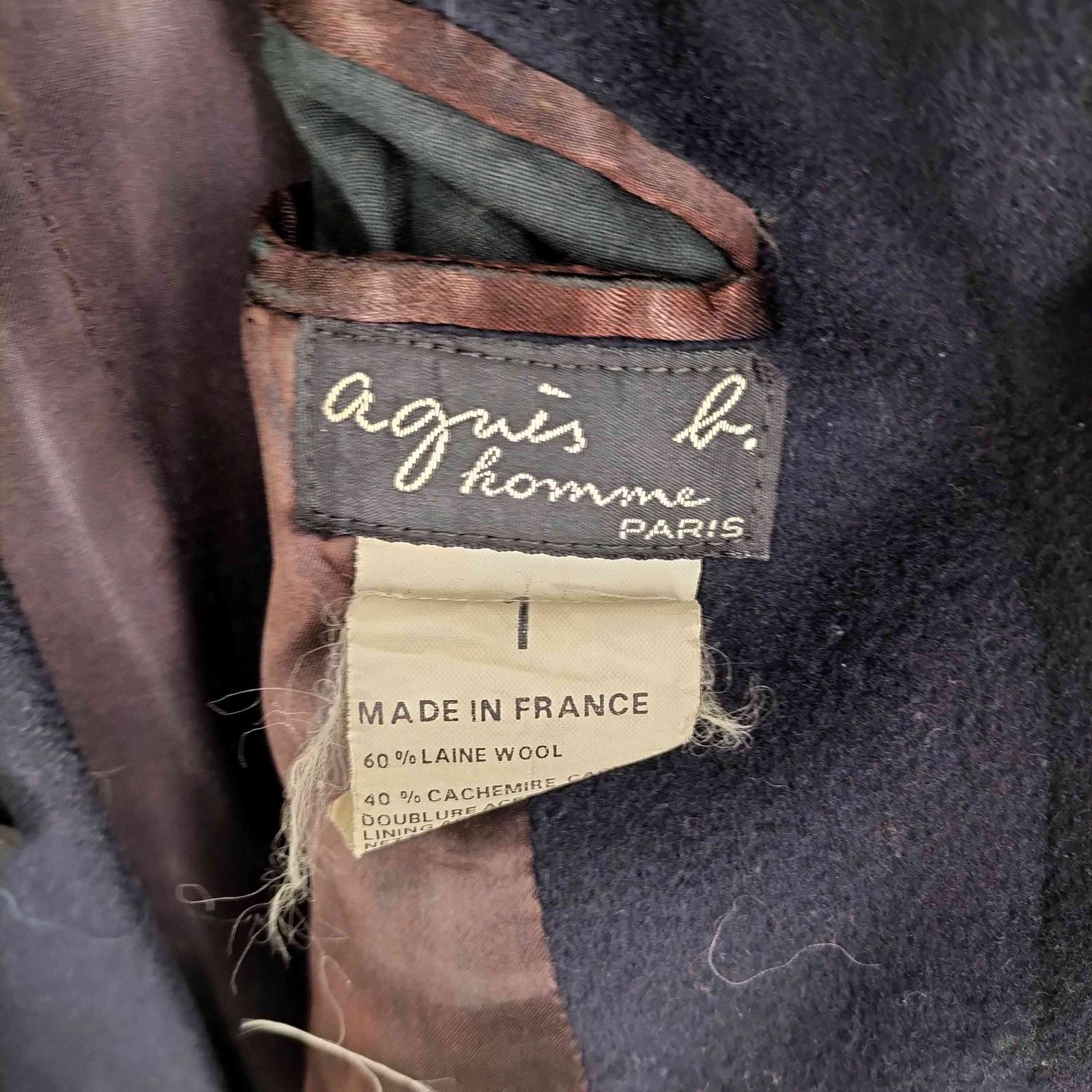 アニエスベーオム Agnes b.homme 90S フランス製 比翼ボタン カシミヤ