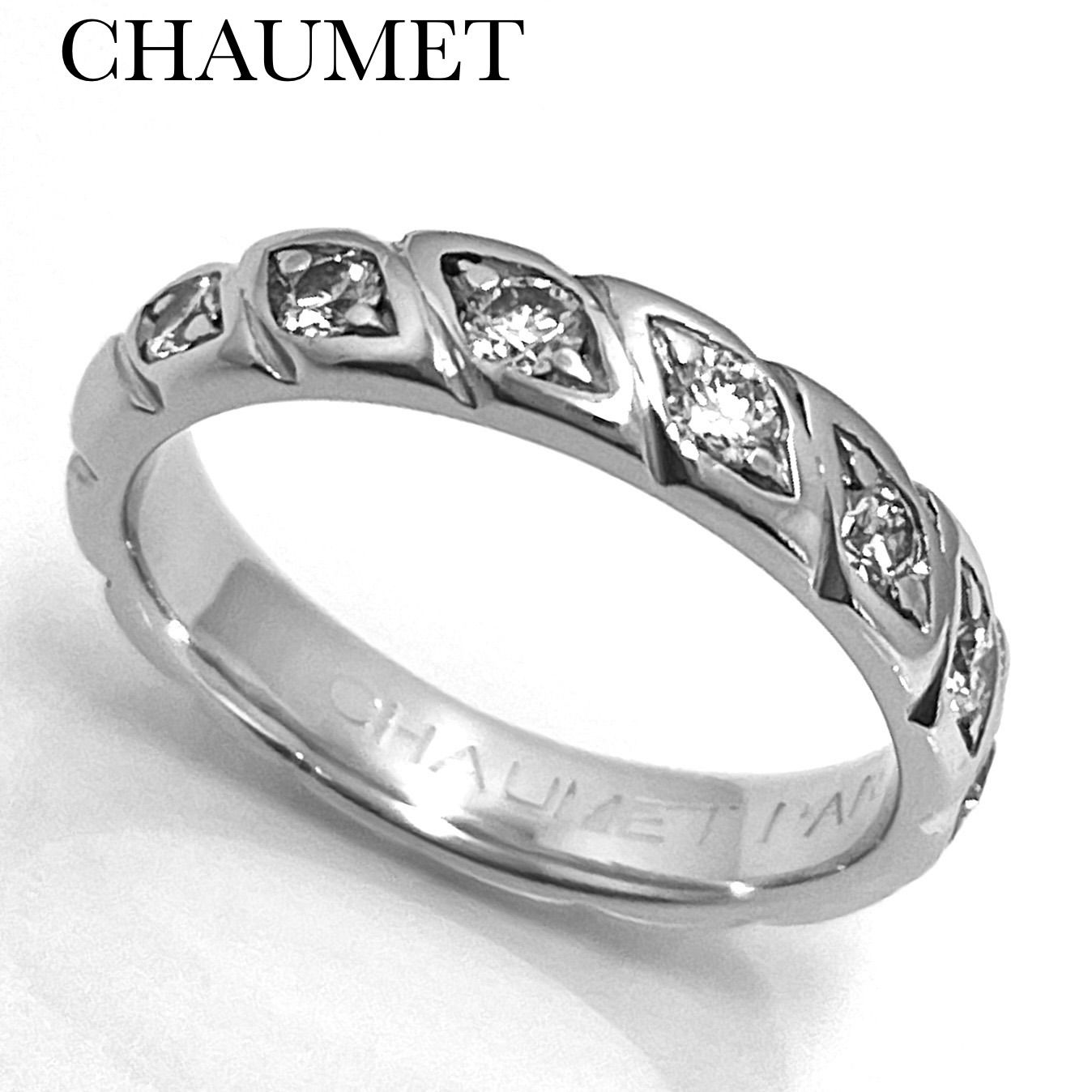 【Chaumet】ショーメ リング 指輪 Pt950プラチナ7P ダイヤモンド CHAUMET 【新品同様】ショーメ ハーフエタニティ リング Pt950