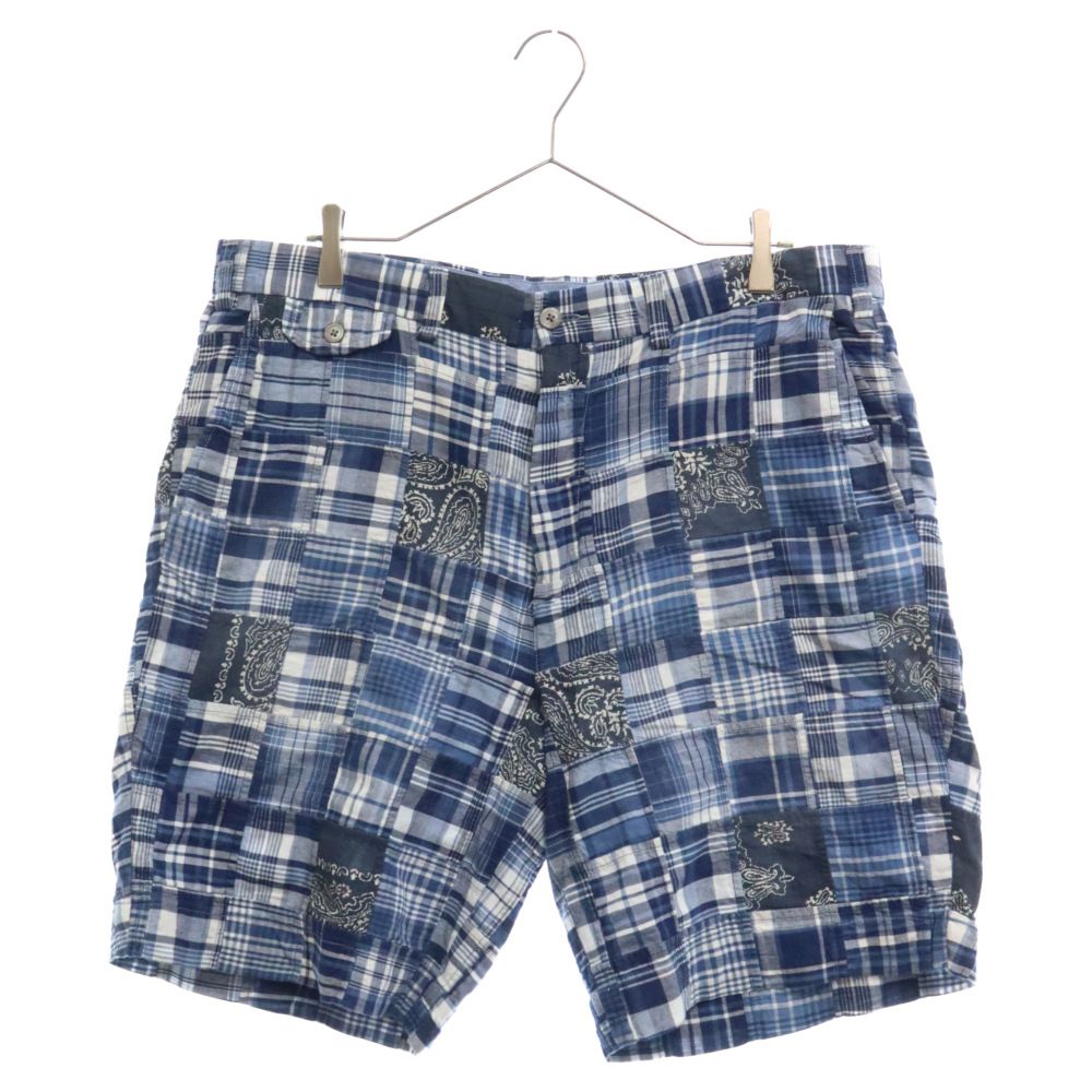 POLO RALPH LAUREN (ポロラルフローレン) チェック ペイズリーマルチパッチワーク 総柄 ショートパンツ ブルー