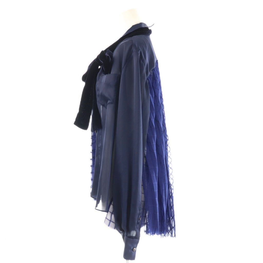 sacai サカイ　プリーツ　ブラウス sacai 良品 サカイ 長袖 シアー プリーツ シャツ ブラウス 1