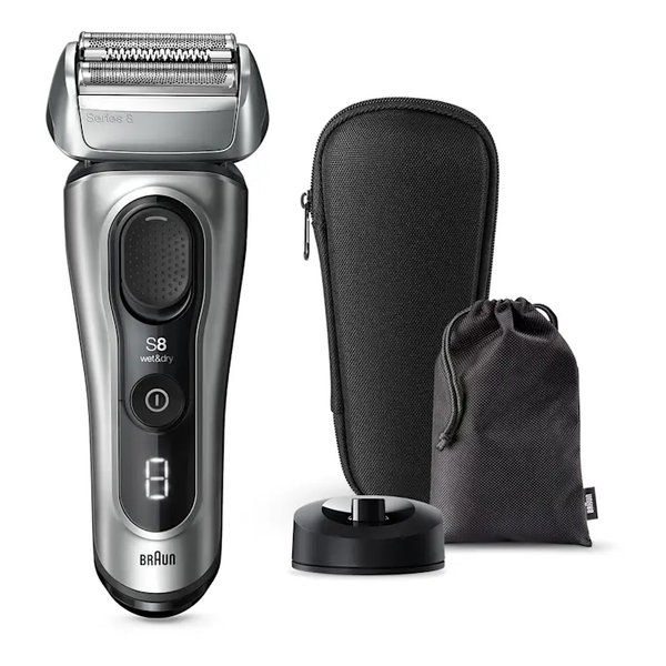 【新品･最短当日出荷】braun  ブラウン 電気シェーバー シリーズ8  充電スタンド/シェーバーケース/ポーチ/シルバー 8517s-V (2646934)