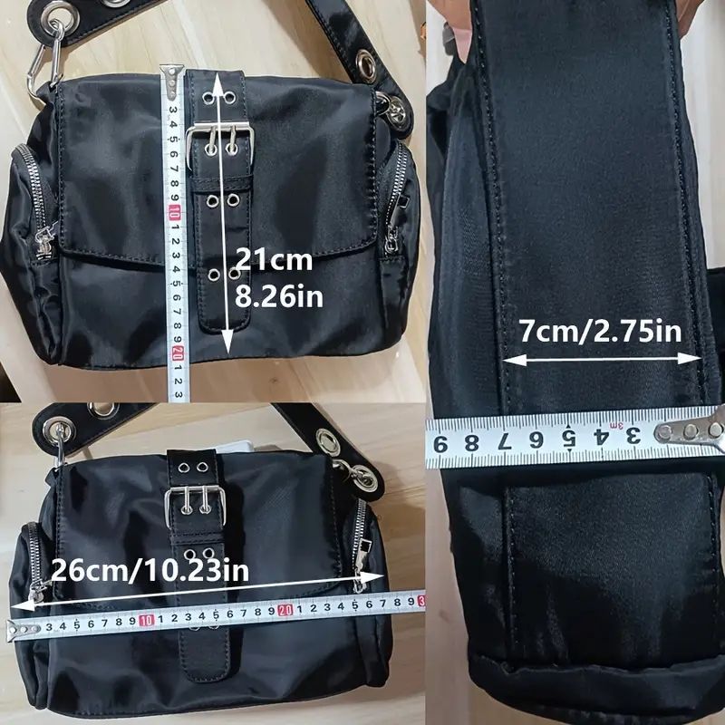 Y2K ワイドストラップショルダーバッグ - パンクスタイル