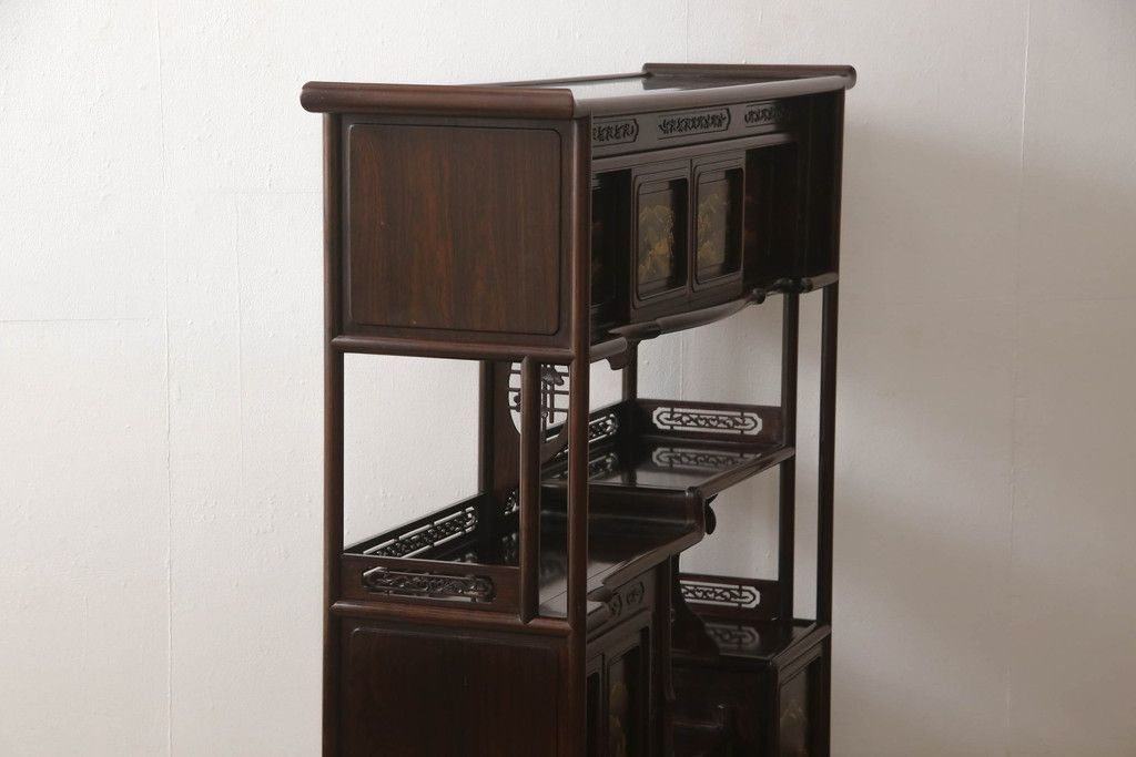 漆塗り　蒔絵　茶棚 国産職人手造り 蒔絵入り 漆塗り茶棚 収納棚 R-067459 - メルカリ