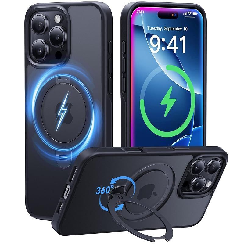 2025最高 -定点360度回転 CASEKOOiPhone16Pro用ケース米軍MIL規格MagSafe対応高耐久性 横縦両立 角度自由調整 最大耐衝撃