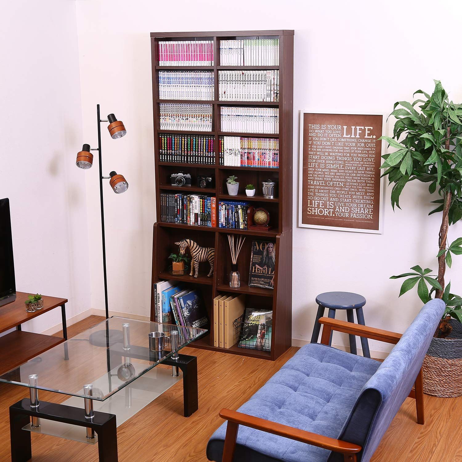 不二貿易 リビング収納 本棚 書棚 幅90cm ブラウン 67766