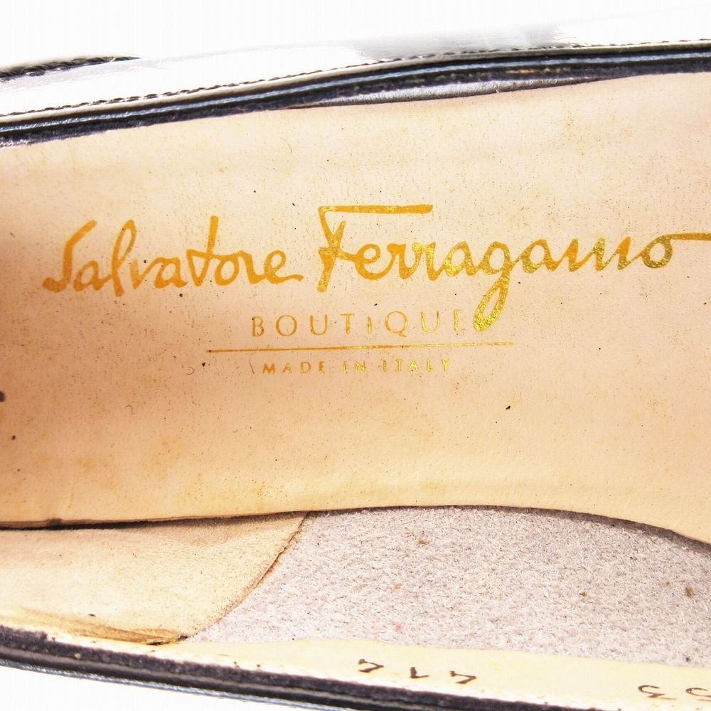 サルヴァトーレ フェラガモ 6 1/2 24 ヴァラ フラットパンプス ブラック Salvatore Ferragamo フェラガモ フラットシューズ ぺたんこ
