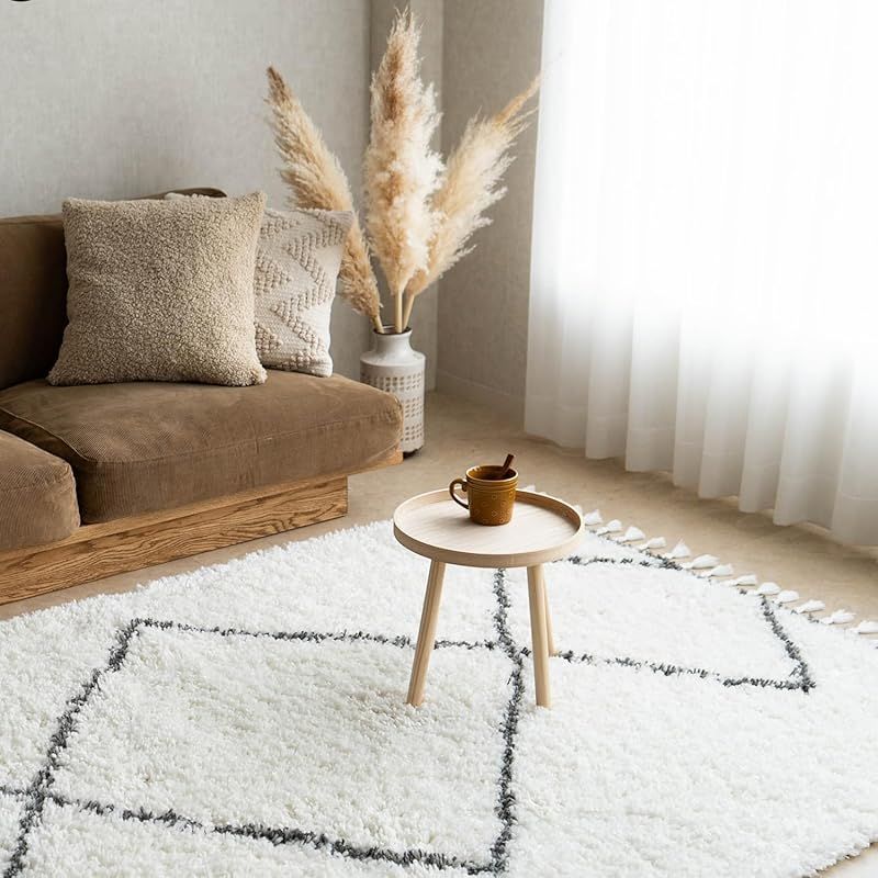 サヤンサヤン プリート ベニワレン 風 ラグ ボーホー BOHO 133x195 1.5畳 クリーム ウィルトン織 1 HRDEVELOPMENT_JP