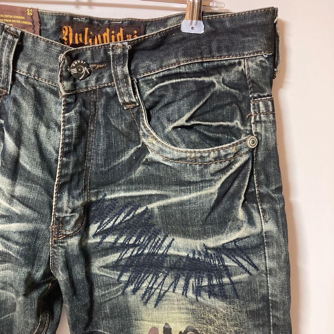 GRANCY ボタンデザイングラフィックワイドデニムパンツ GRANCY】ボタン