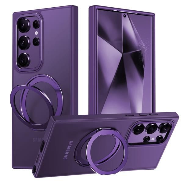 Galaxy S24 Ultra_パープル Galaxy S24 Ultra 用 ケース Magsafe対応 ギャラクシーs24ウルトラ / docomo SC-52E / au SCG26 カバー 360回転スタンド Uovon スマホケース 携帯ケース