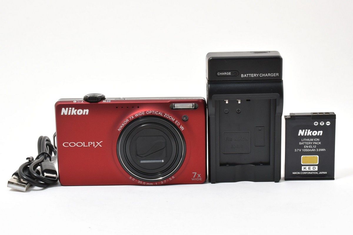 美品】Nikon COOLPIX S6000 人気 フラッシュレッド デジタルカメラ