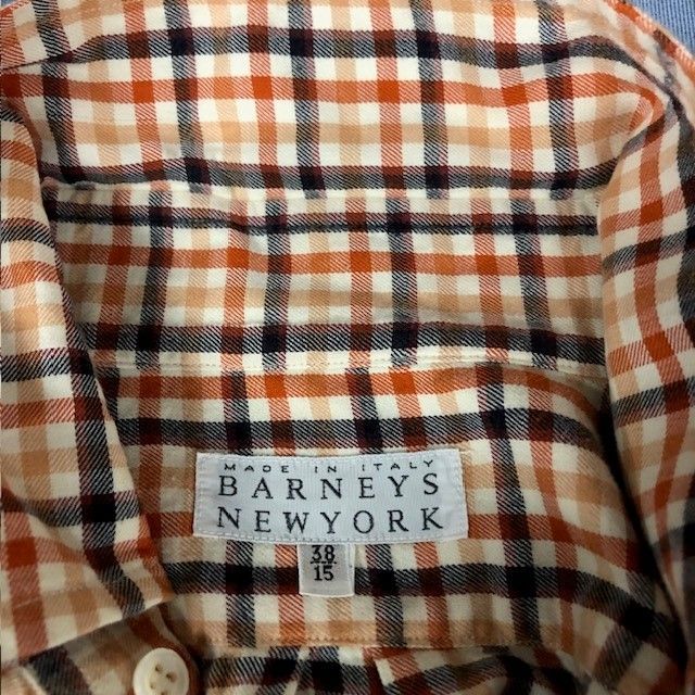 BARNEYS NEW YORK チェックコットン 長袖シャツ サイズ38/15 MADE IN