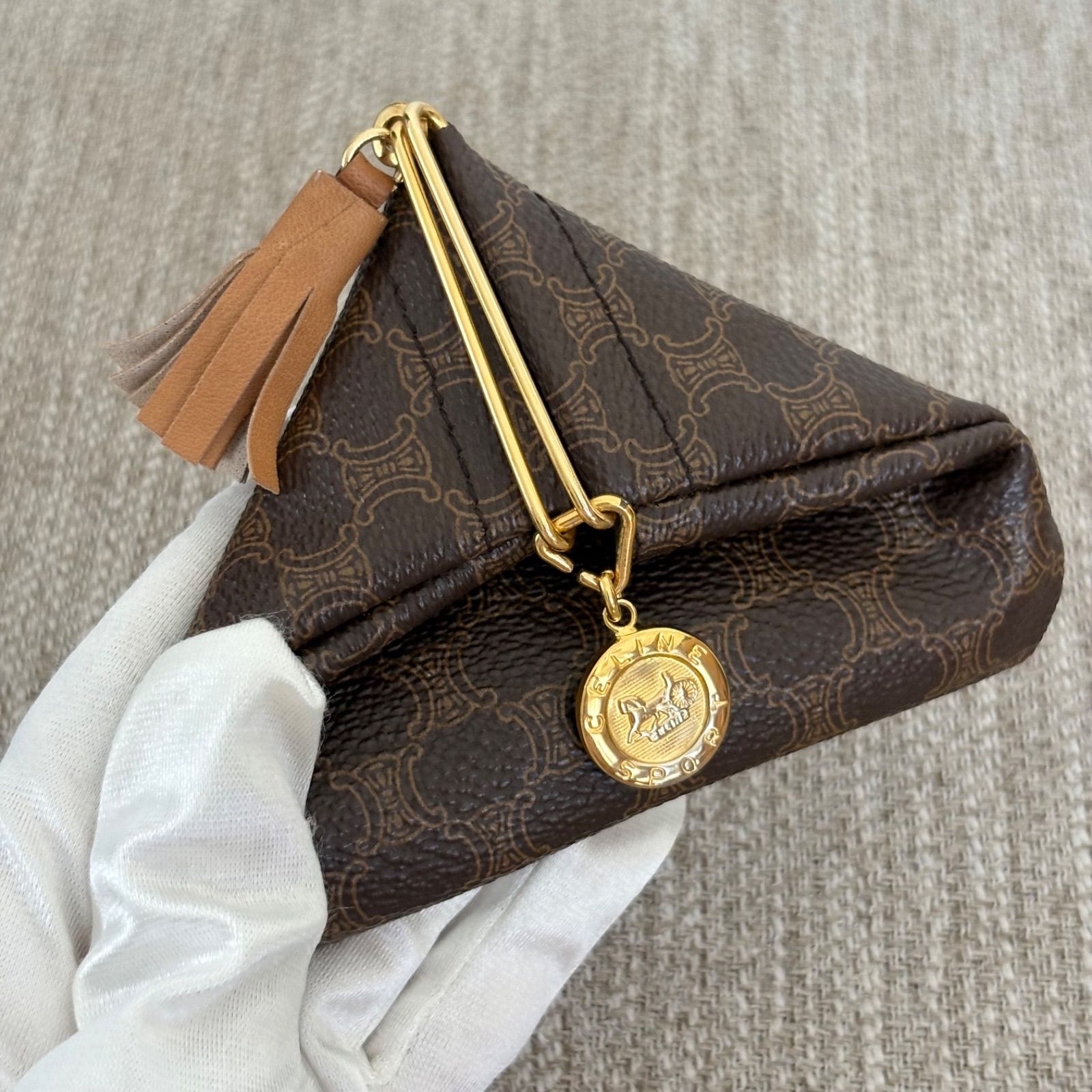 CELINE コインケース　マカダム柄　がま口 PVC ゴールド金具 セリーヌ CELINE コインケース マカダム柄 がま口 PVC ゴールド金具