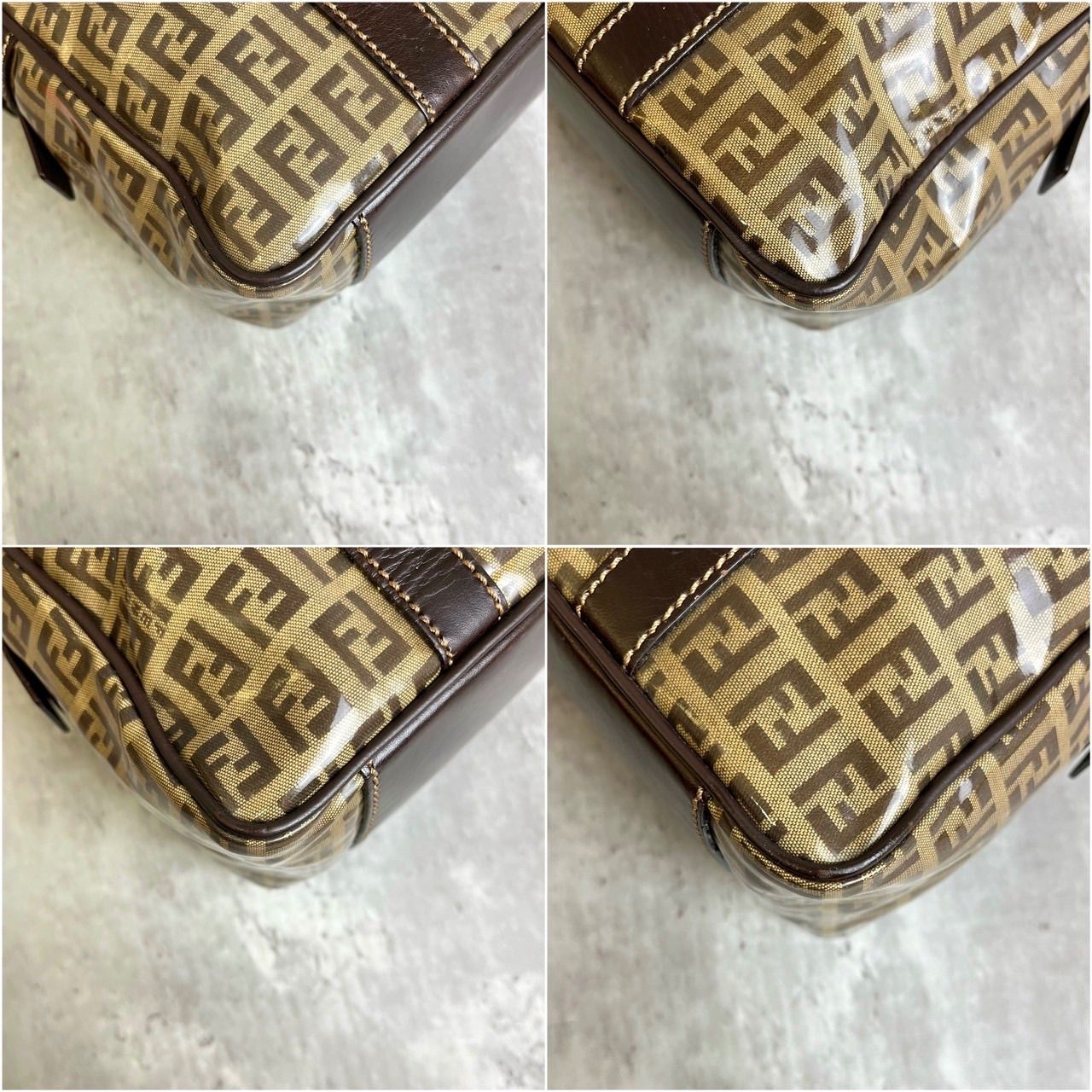 ✨極美品✨ FENDI フェンディ トートバッグ ハンドバッグ ズッキーノ FFロゴ 総柄 ゴールド金具 ロゴ型押し レザー キャンバスコーティング  レディース ベージュ 肌色 ブラウン 茶色 - メルカリ