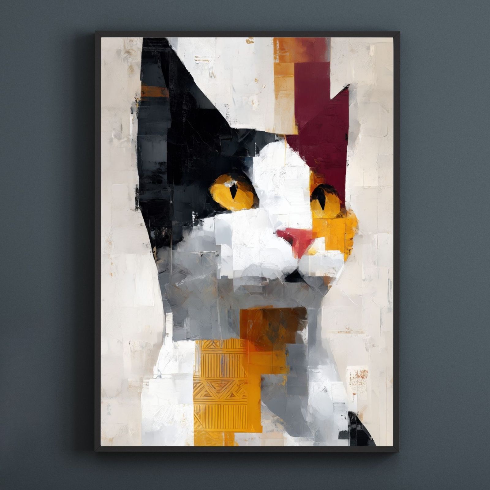 Color Symphony Munchkin Cat マンチカンキャット 幾何学 抽象画 アート モダン 北欧風 インテリア うちの子記念日 ペットロス アートポスター 猫の絵 猫のイラスト