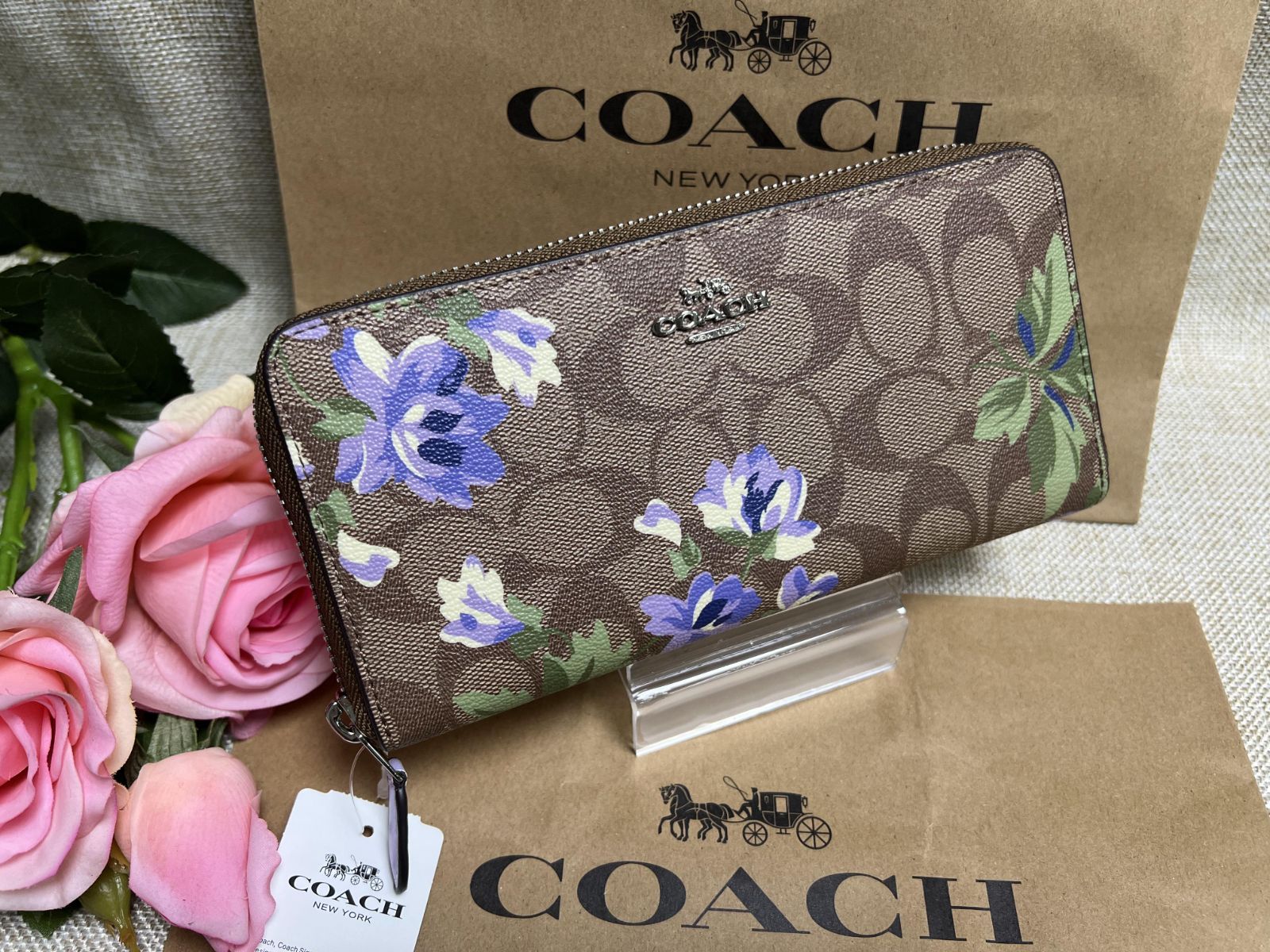 コーチ COACH 長財布 財布 シグネチャー アコーディオン ジップ アラウンド 財布 レディース ファッションフローラル リリィ プリント  プレゼント 贈り物 ギフト 敬老の日 新品未使用 - メルカリ