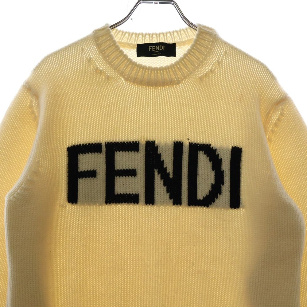FENDI (フェンディ) Logo Intersia Knit フロントロゴ クルー