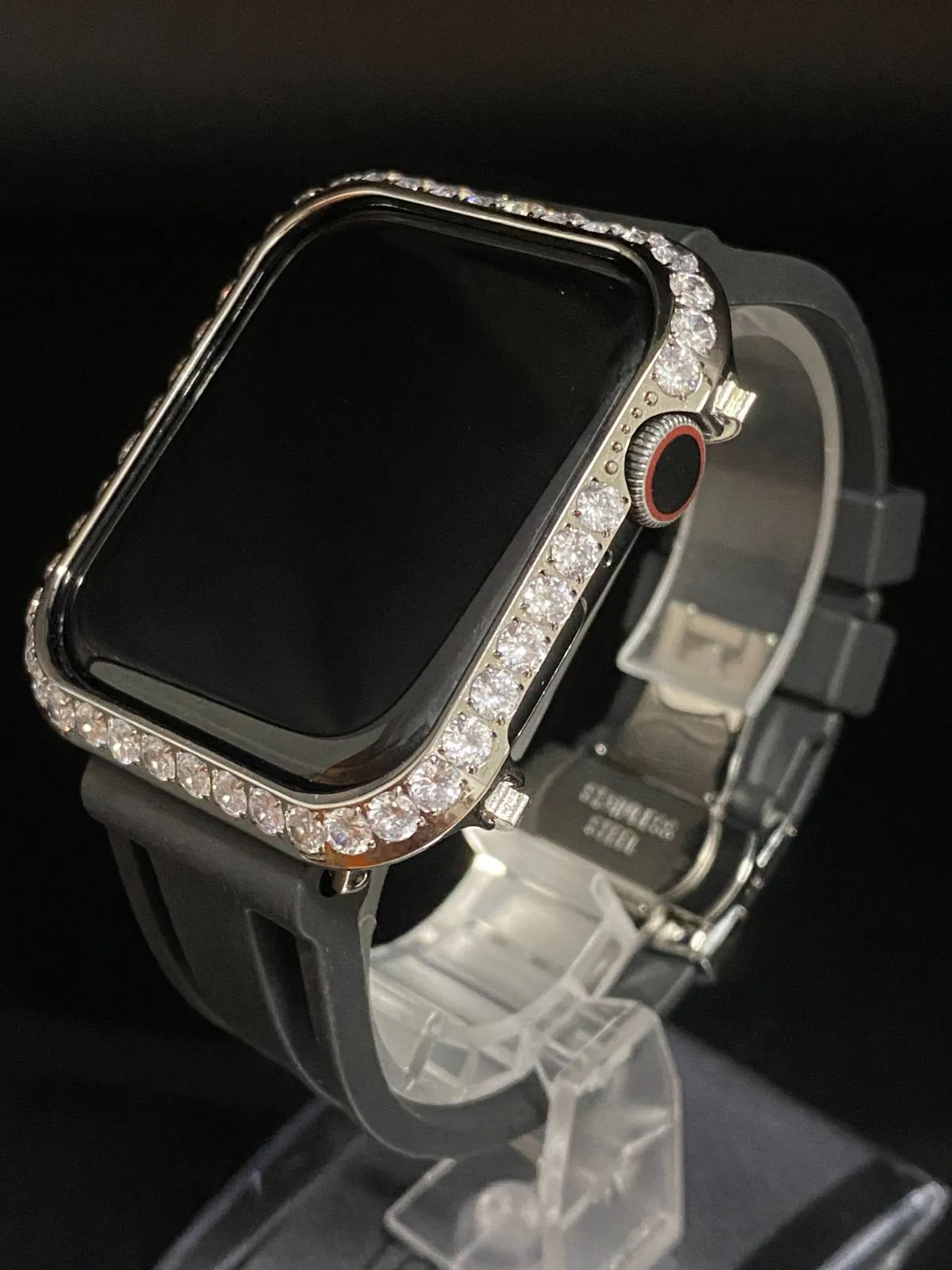 シルバーブラックBOX付き最高ランクアップルウォッチバンド ラバーベルト Apple Watch キラキラ カバー ケース 4 5 6 7 8 se  メンズ レディース 40mm 41mm 44mm 45mm 大粒 セット|mercariメルカリ官方指定廠商|Bibian比比昂代買代購
