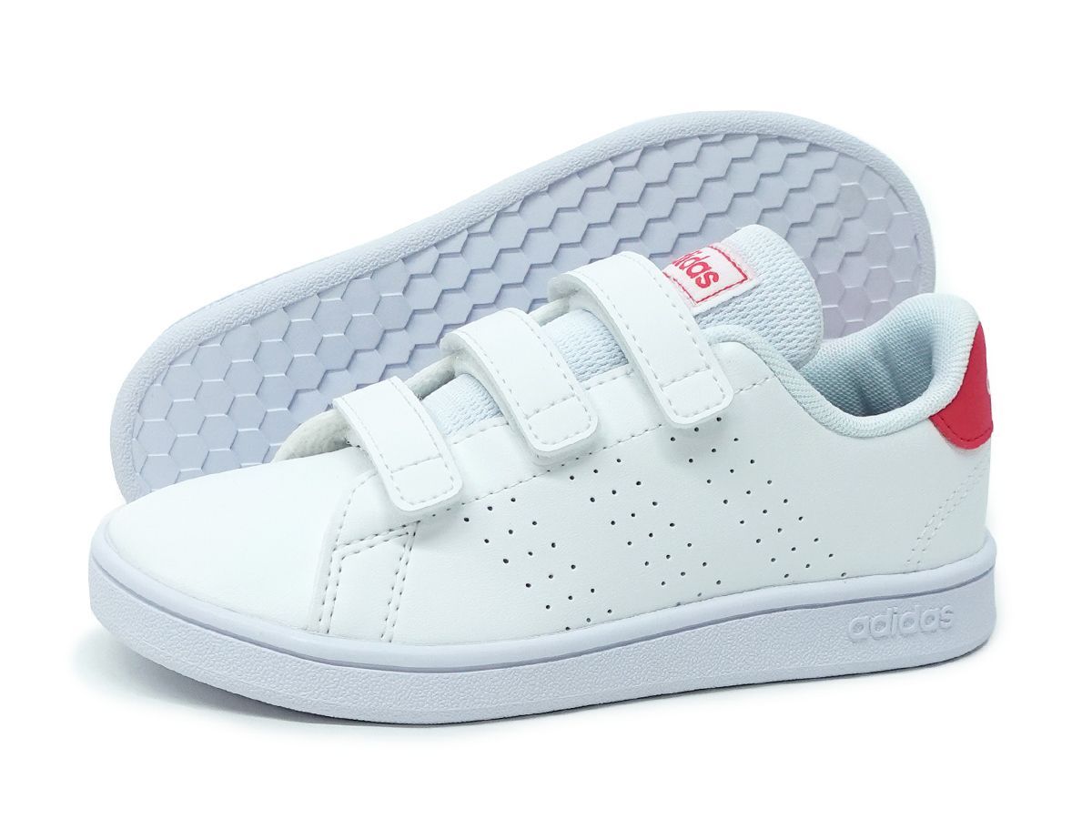 【新品】アディダス adidas キッズ ジュニア 子供靴 スニーカー アドバンコート CF C GW6495 ホワイト×ピンク ADVANCOURT CF C プレゼント 白 マジックテープ