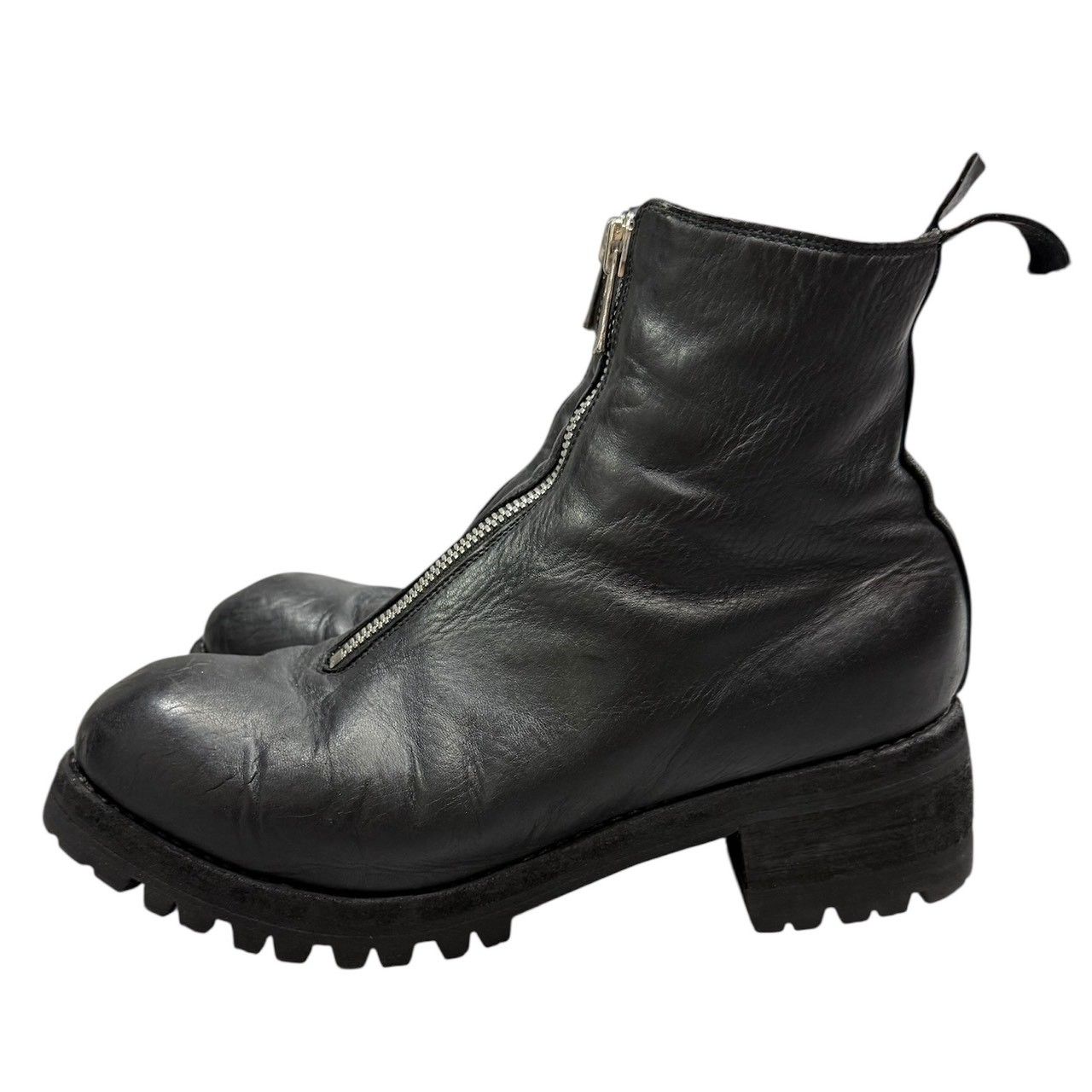 送料無料キャンペーン中！ GUIDI グイディ PL1V FRONT ZIP BOOTS HORSE FULL GRAIN センタージップレザーブーツ 41 ブラック 14900
