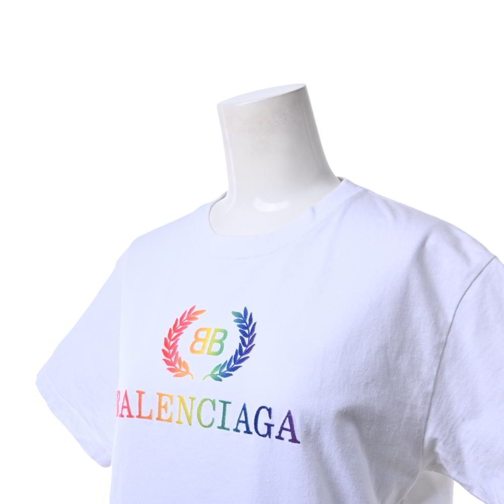 BALENCIAGA 570814 レインボー ロゴ刺繍 Tシャツ - メルカリ