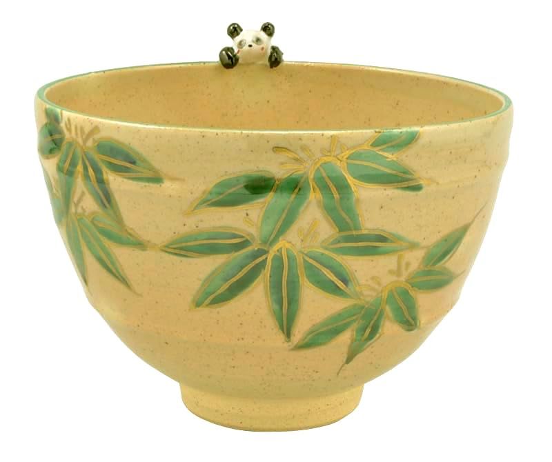 茶道具 抹茶茶碗 パンダ 茶盌 抹茶碗 京焼 竹中洸祥 作 陶器 贈り物 経12.5×高9cm パンダ