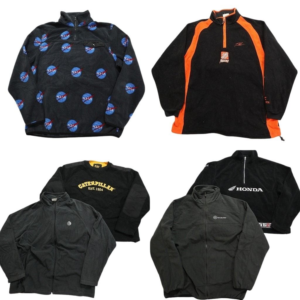 古着卸 まとめ売り 企業ロゴ フリース 6枚セット メンズ XL |2XL |3XL NASA キャタピラー ホームデポ ホンダ 古着 NC2718