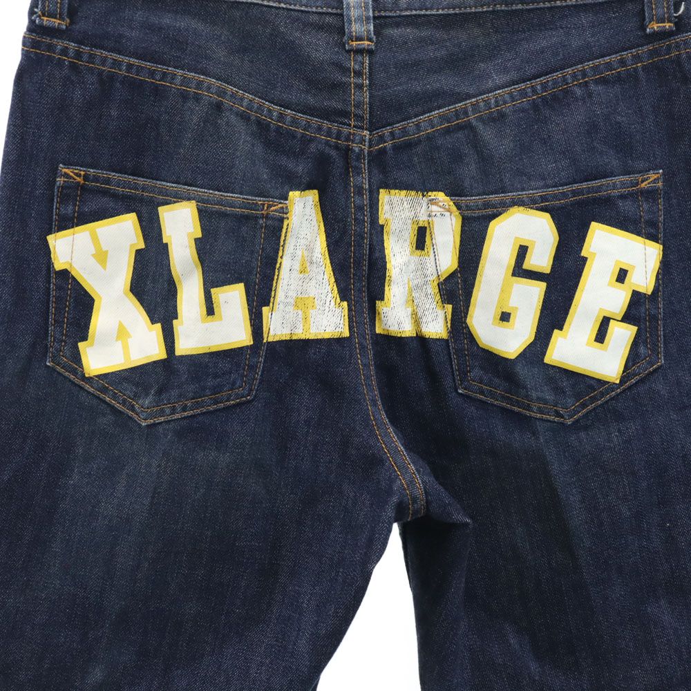 エクストララージ バックプリント デニムショートパンツ W32 インディゴ XLARGE メンズ