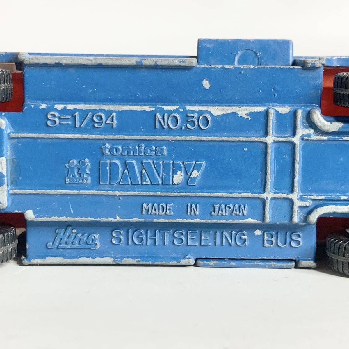 日野SIGHTESSING BUS。トミカ・ダンディ。S=1／94 NO.30。 TOMICA DANDY 030 - HINO SIGHTSEEING BUS [WHITE] NEAR MINT