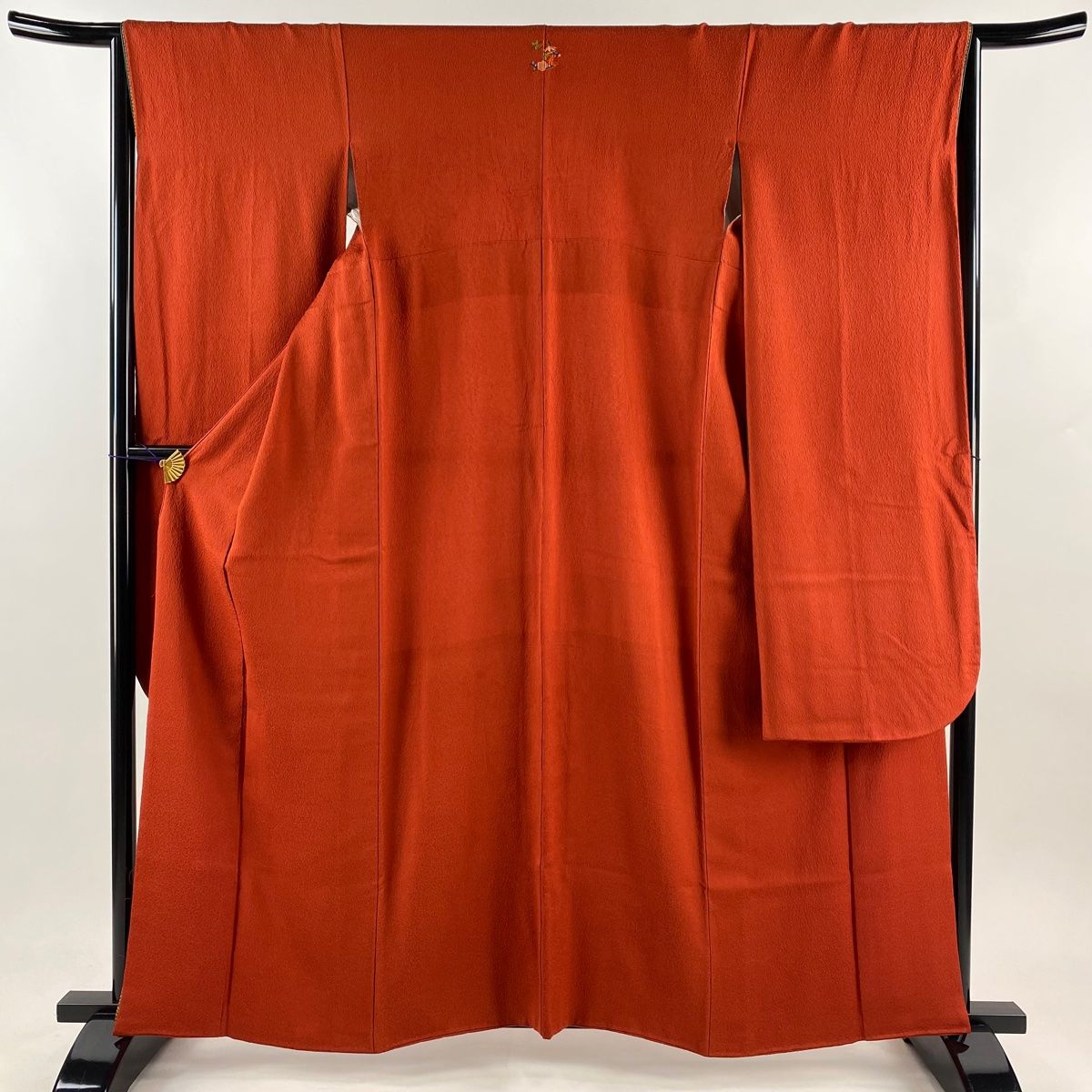 振袖 身丈160.5cm 裄丈66cm M 袷 朱色 正絹 名品 三つ紋 【中古