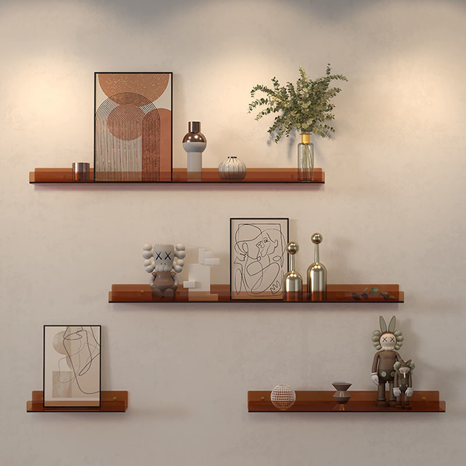 【人気商品】インテリア おしゃれ Minimalist 飾り棚 ブラウン 壁付け棚 wallshelf 長さ90cm myoseya
