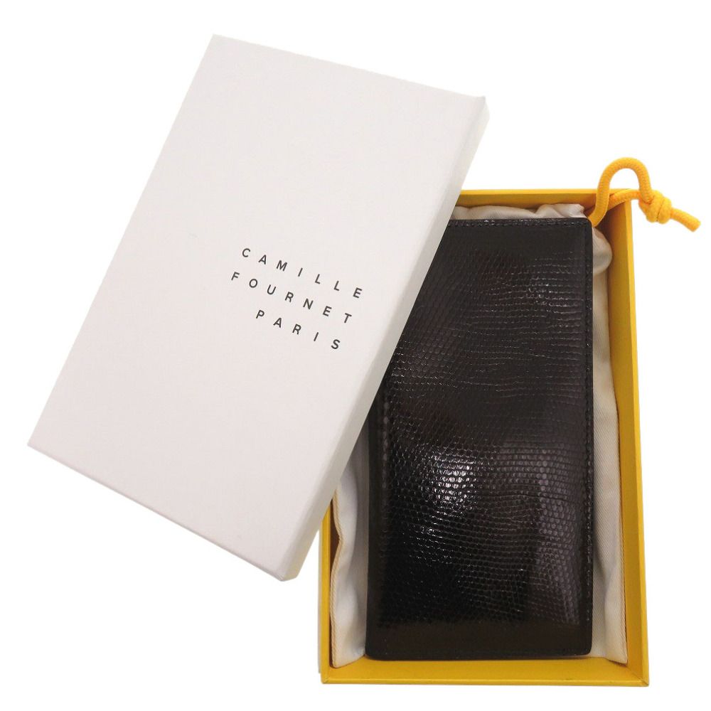 新品同様 カミーユフォルネ リザード ブラック 長財布 黒 1007 Camille