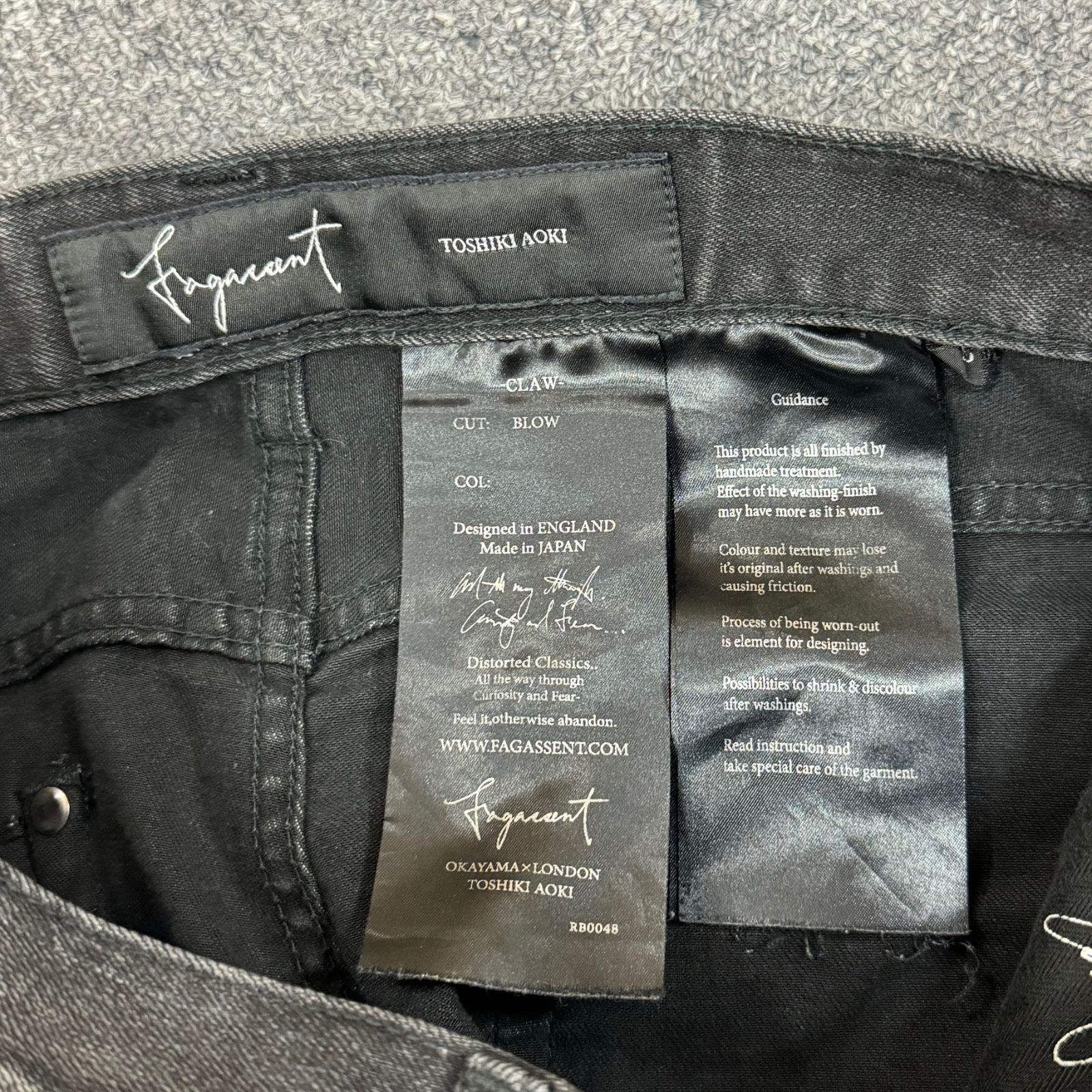 FAGASSENT ファガッセン CLAW DENIM PANT TOSHIKI AOKI ジップアップ ファスナー 日本製 スリム サイズ 3 ブラック 通年 fagassent ファガッセン CLAW バックジップ ブラック デニム