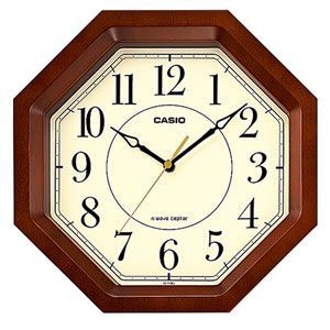 【新品・2営業日で発送】CASIO カシオ カシオ シンプルデザイン電波アナログクロック IQ-1106J-5JF 濃茶木 IQ-1106J-5JF
