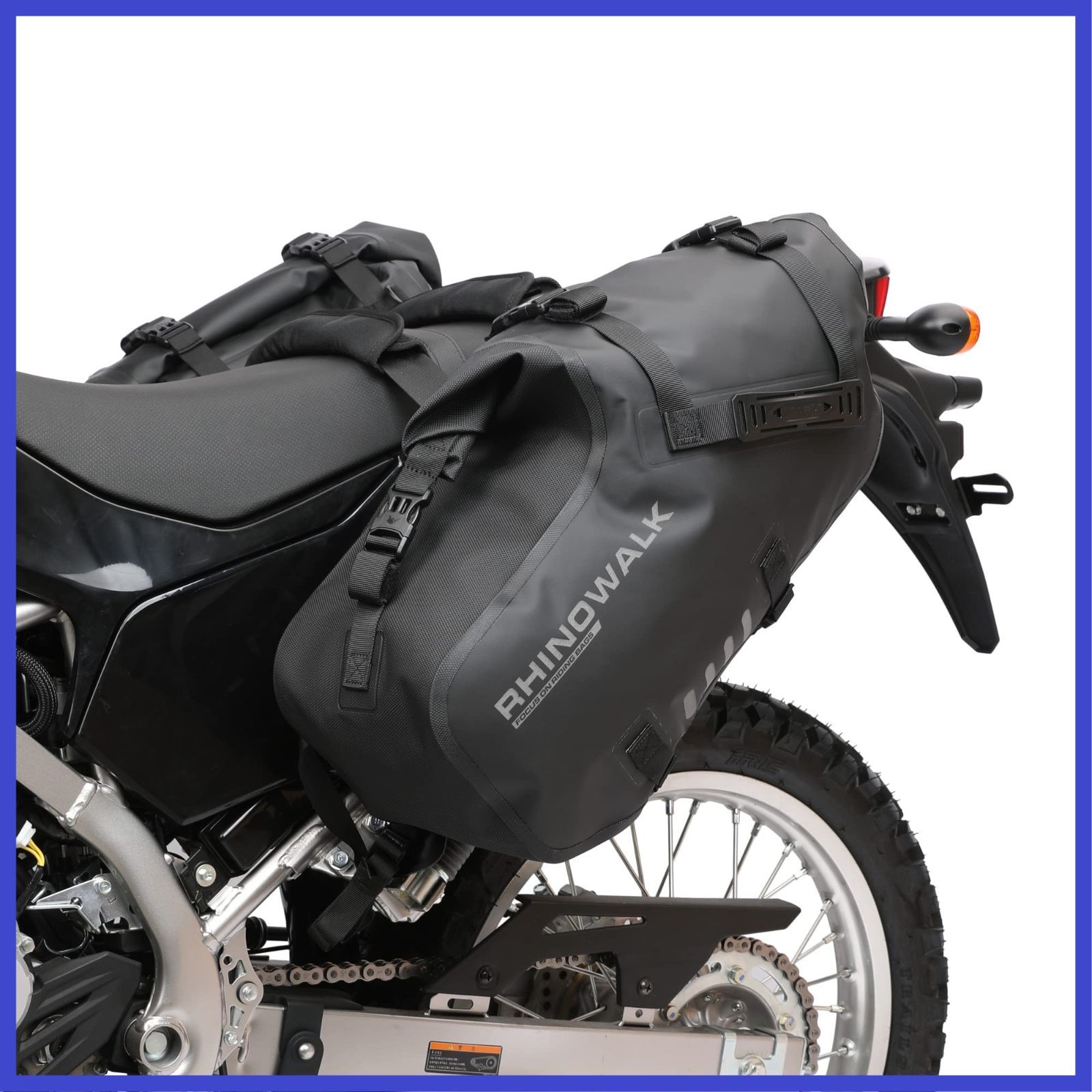 Rhinowalk バイク用サイドバッグ 防水 ツーリングバッグ キャンプ ロングツーリング オフロード 完全防水防塵防砂サイドバッグ 18L 9L*2 取り付け簡単 汎用 サドルバッグ ブラック