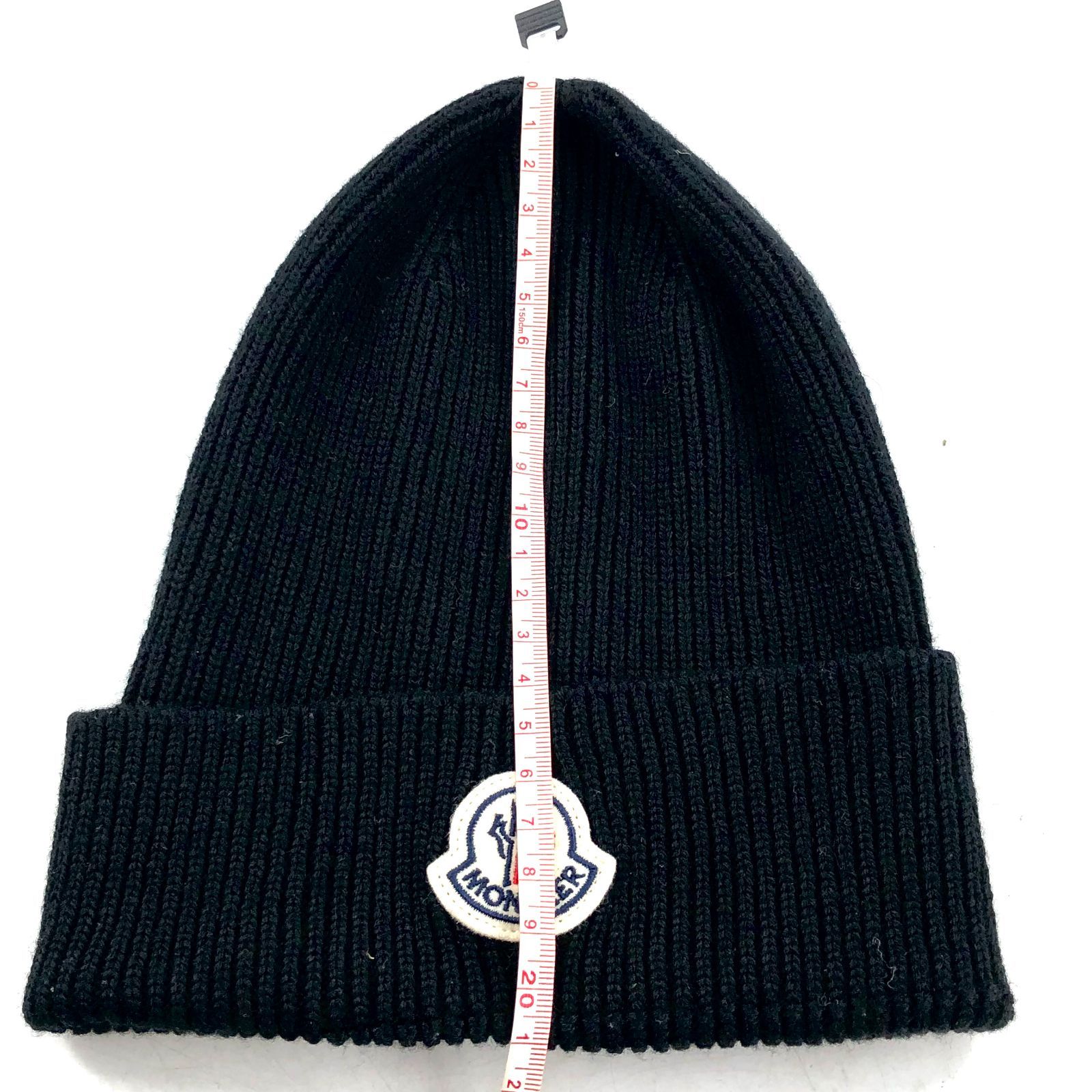 MONCLER ブラックニット帽 モンクレール MONCLER 帽子 ニット帽