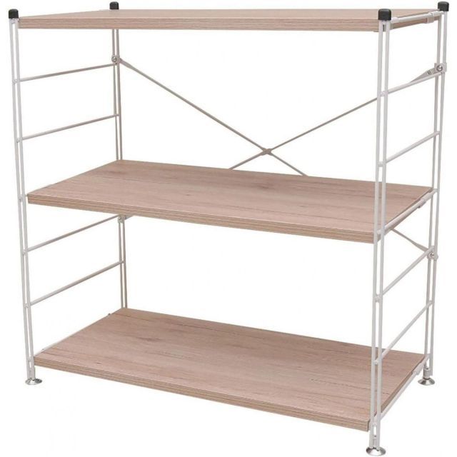 山善 ラック ウッドシェルフ オープンシェルフ 幅85.5×奥行41.5×高さ85cm 3段 アンティークアイボリー 高さ調整 組立品 MWS-80843(AIV/SWH)