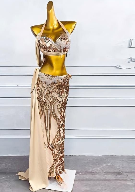 激安販売、最安価に挑戦。 ♥ ベリーダンス オリエンタル衣装 インナー付 演技 衣装 セット ゴールド オーダーメイド ブルー 2カラー選択