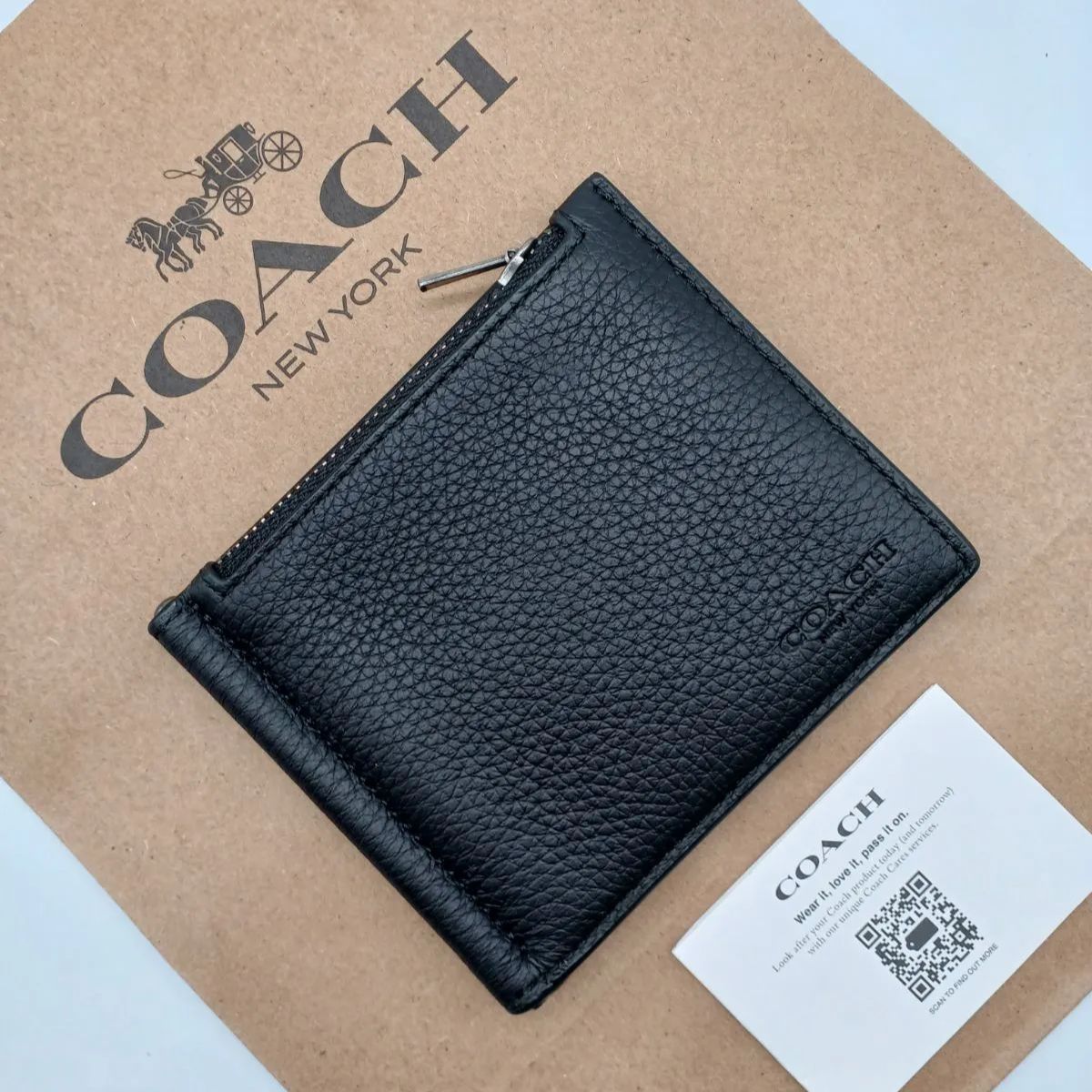 COACH マネークリップ 新品 ブラック ペブルレザー 黒 メンズ Amazon | COACH(コーチ) メンズ男性用マネークリップ付き二
