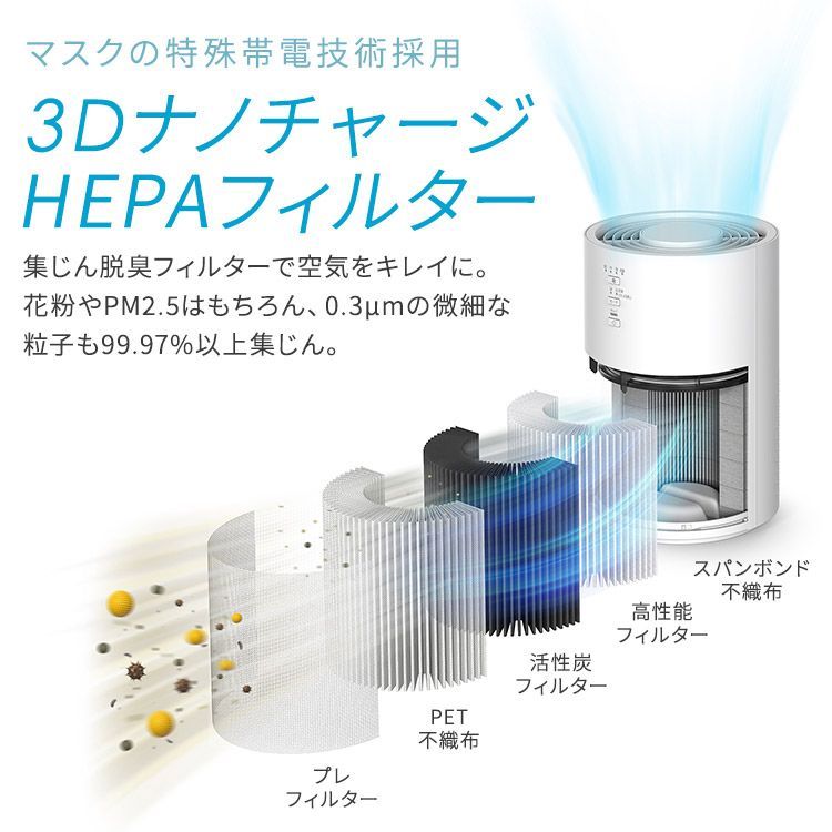 公式 空気清浄機 花粉対策 10畳 省エネ HEPAフィルター 脱臭 集じん PM2.5 タバコ コンパクト ペット ニオイ対策 アイリスオーヤマ AAP-S20C 安心延長保証対象