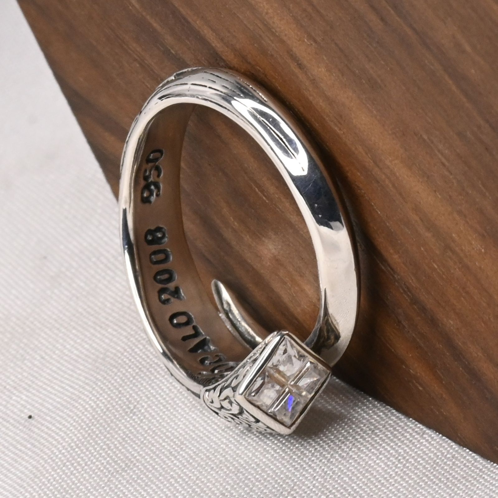 研磨済】ZOCALO Ivy Spiral Ring Square : White CZ 17号 シルバー925 